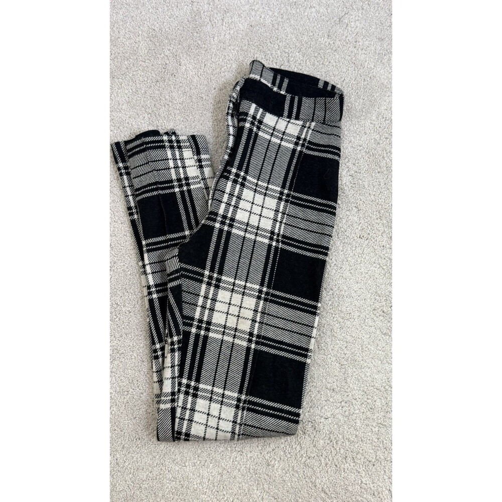 Free People Black/White/Gray Plaid Knit Ankle Pants - Size 0